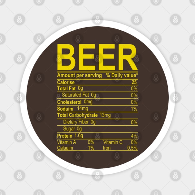 Beer Nutritional Facts Magnet by DragonTees